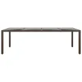 Table de jardin avec dessus en verre marron résine tressée
