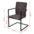 Chaises à manger cantilever lot de 2 marron similicuir