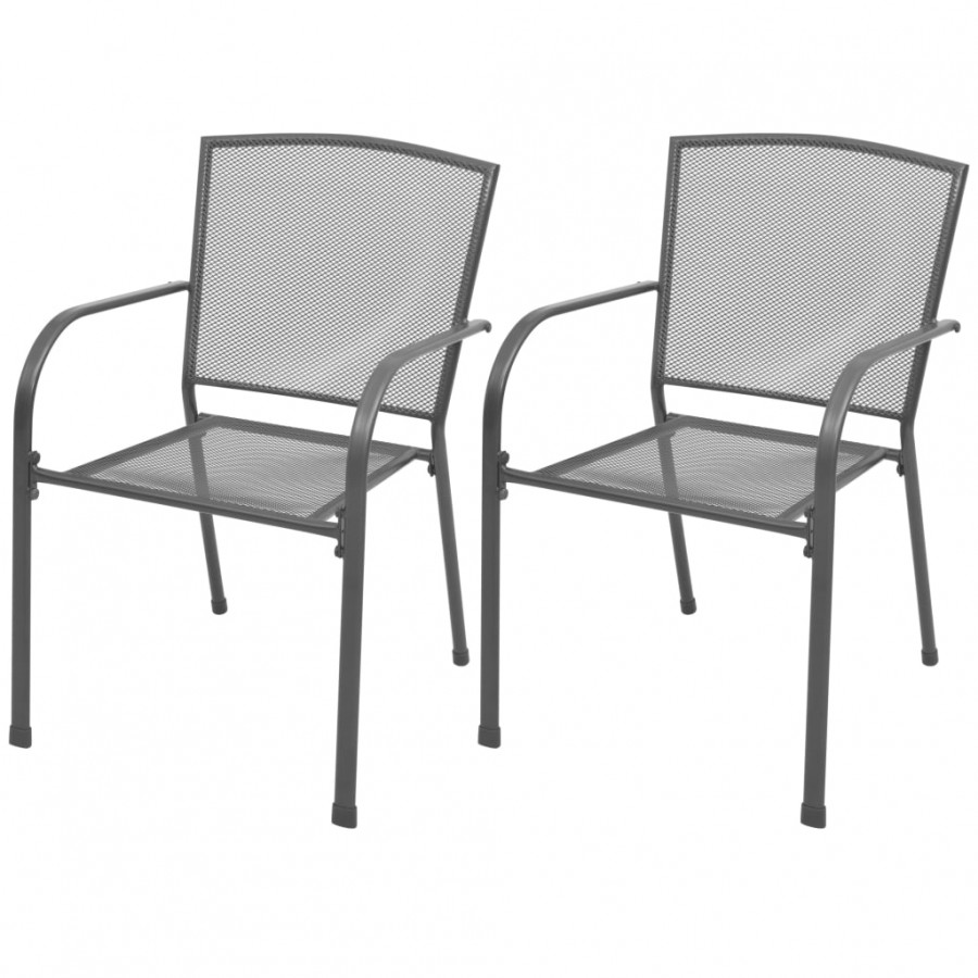 Chaises empilables de jardin 2 pcs Acier Gris