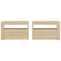 Tables de chevet 2 pcs avec LED Chêne Sonoma 60x35x40 cm