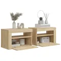 Tables de chevet 2 pcs avec LED Chêne Sonoma 60x35x40 cm