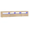 Meuble TV avec lumières LED Chêne sonoma 210x35x40 cm