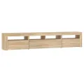 Meuble TV avec lumières LED Chêne sonoma 210x35x40 cm