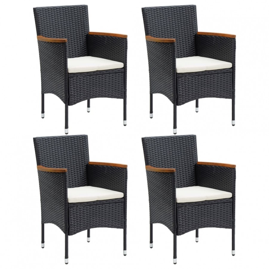 Chaises de salle à manger de jardin 4 pcs Résine tressée Noir