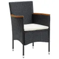 Chaises de salle à manger de jardin 4 pcs Résine tressée Noir