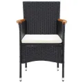 Chaises de salle à manger de jardin 4 pcs Résine tressée Noir