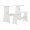Table à manger avec banc Blanc Bois de pin solide