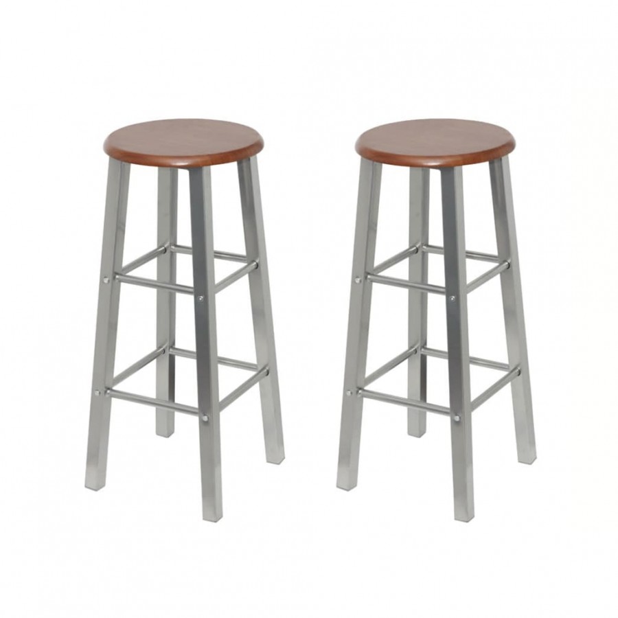 Tabouret de bar lot de 2 métal avec siège en MDF