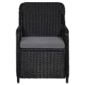 2 pcs Chaises d'extérieur avec coussins Résine tressée Noir