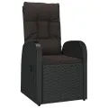 Chaise inclinable de jardin 2pc et coussins Résine tressée Noir