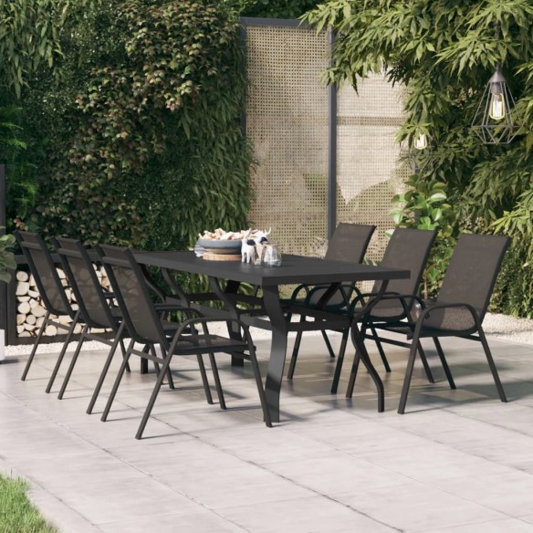 Table de jardin Noir 180x80x70 cm Acier et verre