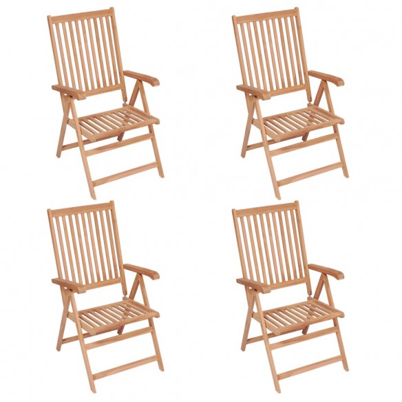 Chaises inclinables de jardin 4 pcs Bois de teck solide