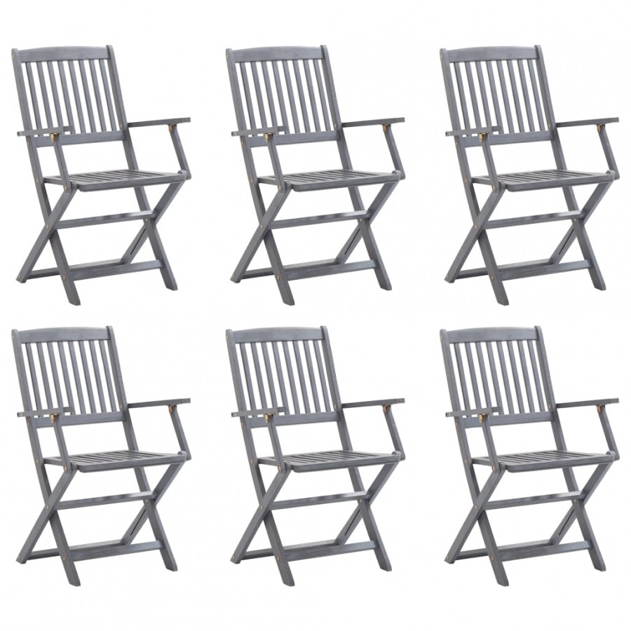 Chaises pliables d'extérieur 6 pcs Bois d'acacia solide