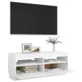 Meuble TV avec lumières LED Blanc 100x35x40 cm