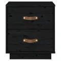 Table de chevet Noir 40x34x45 cm Bois de pin massif