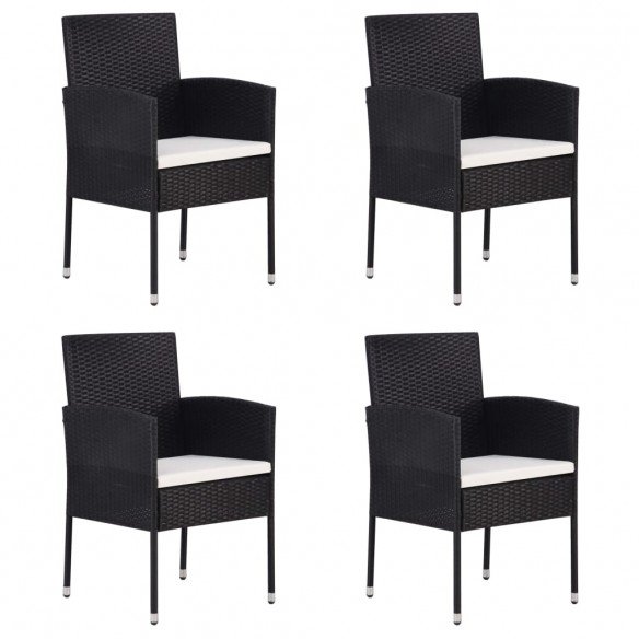 Chaises de jardin 4 pcs Résine tressée Noir