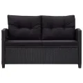 Canapé 2 places de jardin et coussins Noir 124cm Résine tressée