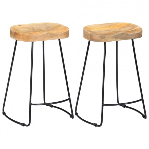 Tabourets de bar Gavin lot de 2 bois de manguier massif