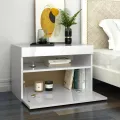 Meuble TV avec lumières LED blanc brillant 60x35x40 cm