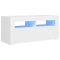 Meuble TV avec lumières LED blanc 90x35x40 cm