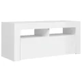 Meuble TV avec lumières LED blanc brillant 90x35x40 cm
