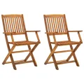 Chaises pliables d'extérieur 2 pcs Bois d'acacia solide