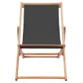 Chaise pliable de plage Tissu et cadre en bois Gris