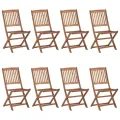 Chaises pliables de jardin 8 pcs avec coussins Bois d'acacia