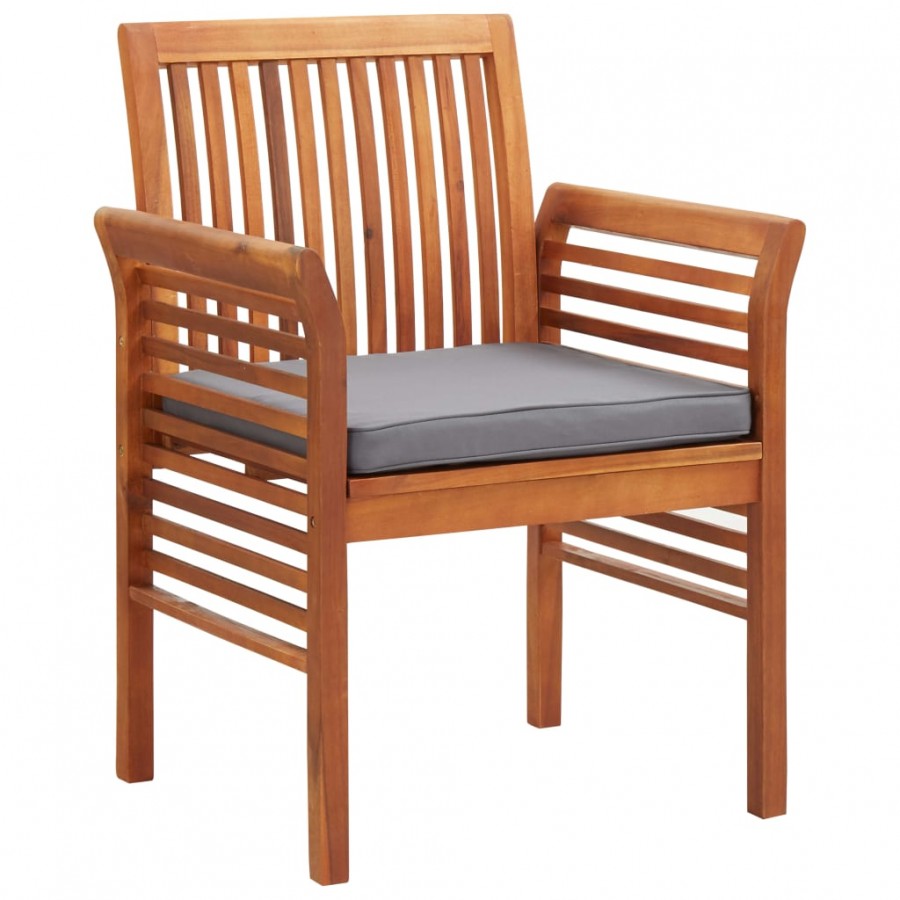 Chaises à dîner de jardin et coussins 4pcs Bois d'acacia massif