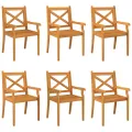Chaises à dîner d'extérieur 6 pcs Bois d'acacia massif
