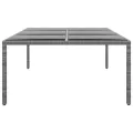Table de jardin 200x150x75 cm Verre trempé/résine tressée Gris