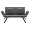 Banc de jardin avec coussins 176 cm Gris Résine tressée