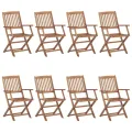 Chaises pliables de jardin 8 pcs avec coussins Bois d'acacia