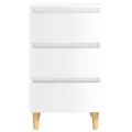 Table de chevet avec pieds en bois Blanc brillant 40x35x69 cm