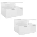 Tables de chevet 2 pcs Blanc brillant 40x31x27 cm Aggloméré