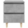 Table de chevet avec pieds en pin Gris béton 40x35x50 cm