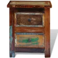 Table de chevet avec 2 tiroirs Bois massif recyclé