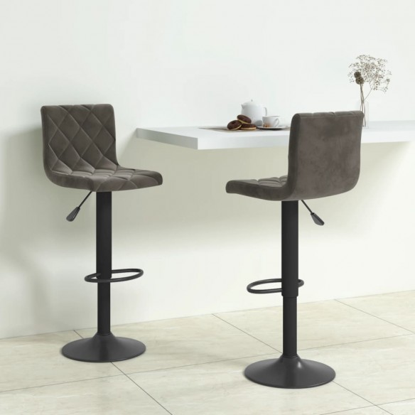 Tabourets de bar 2 pcs Gris foncé Velours