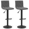 Tabourets de bar 2 pcs Gris foncé Velours