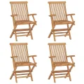 Chaises de jardin avec coussins vert 4 pcs Bois de teck massif