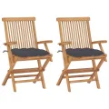 Chaises de jardin avec coussins anthracite 2 pcs Bois de teck