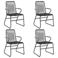 Ensemble à manger de jardin 5 pcs Noir Rotin PVC