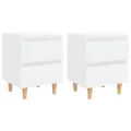 Tables de chevet avec pieds en pin 2 pcs Blanc 40x35x50 cm