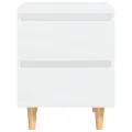 Tables de chevet avec pieds en pin 2 pcs Blanc 40x35x50 cm