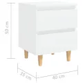 Tables de chevet avec pieds en pin 2 pcs Blanc 40x35x50 cm