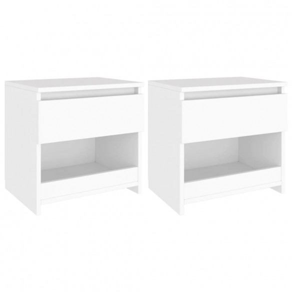 Tables de chevet 2 pcs Blanc 40x30x39 cm Aggloméré