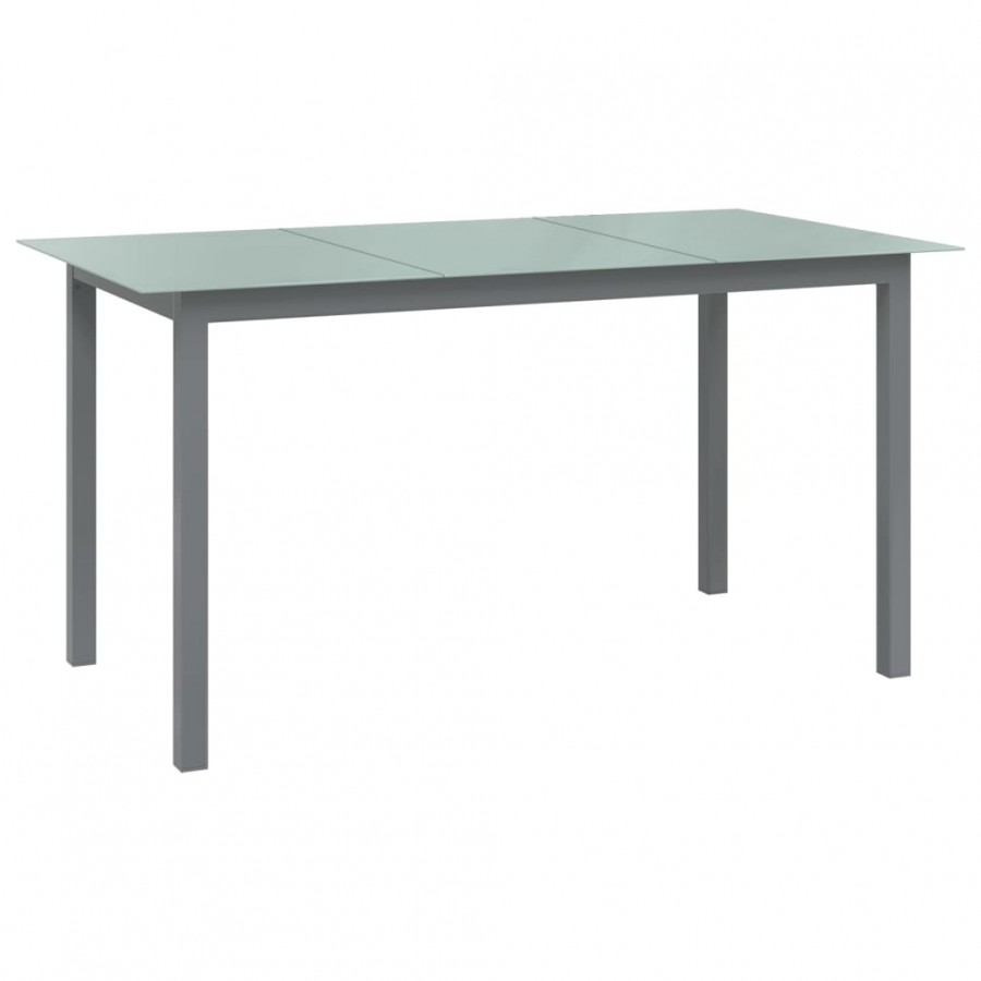 Table de jardin Gris clair 150x90x74 cm Aluminium et verre