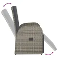 Chaises de jardin inclinables coussins 2pcs Gris Résine tressée