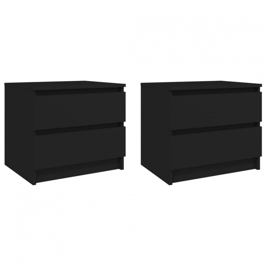 Tables de chevet 2 pcs Noir 50x39x43,5 cm Aggloméré