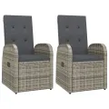 Chaise inclinable de jardin 2pc et coussins Résine tressée Gris